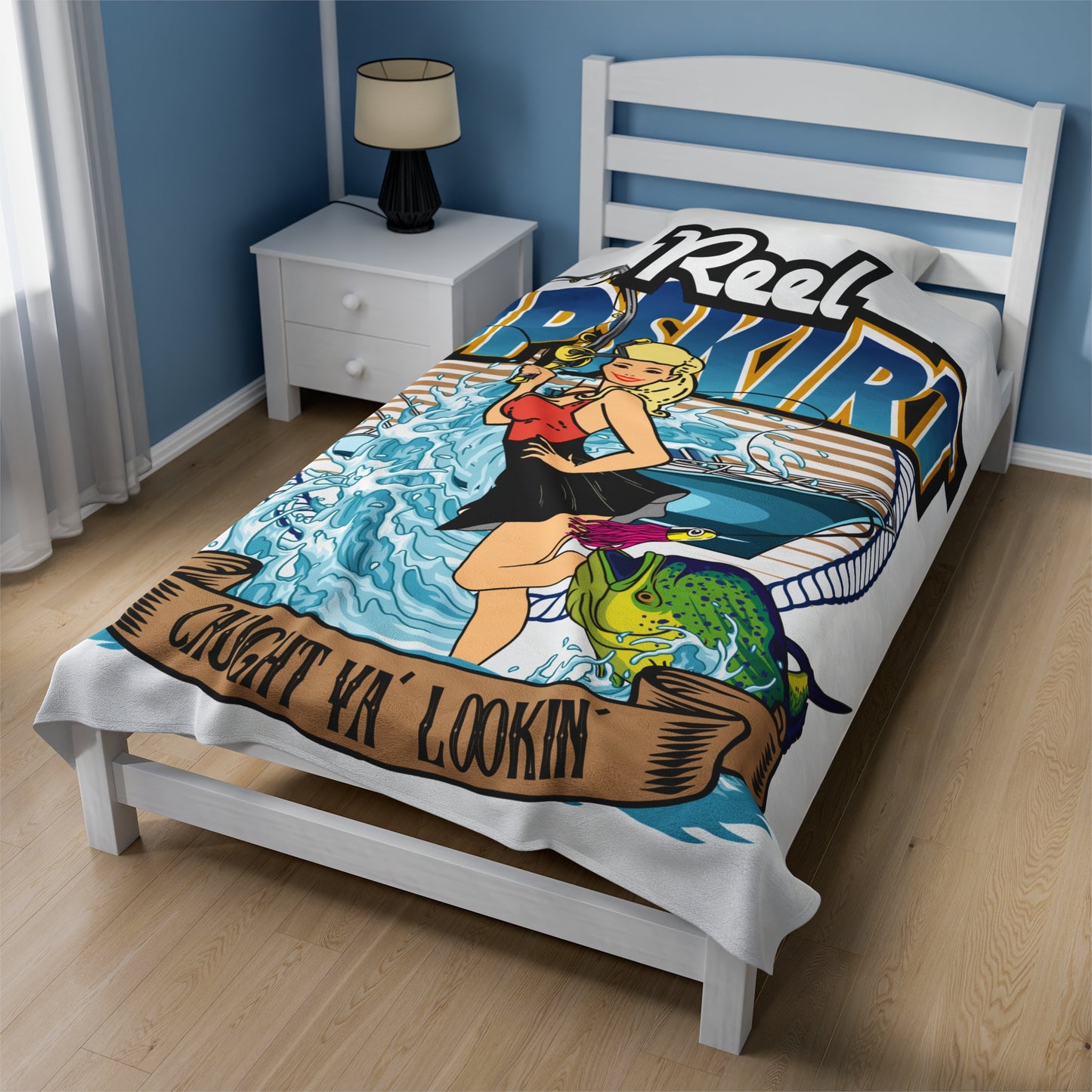 Velveteen Plush Blanket - Caught Ya Lookin’ Throw Fishing Boating