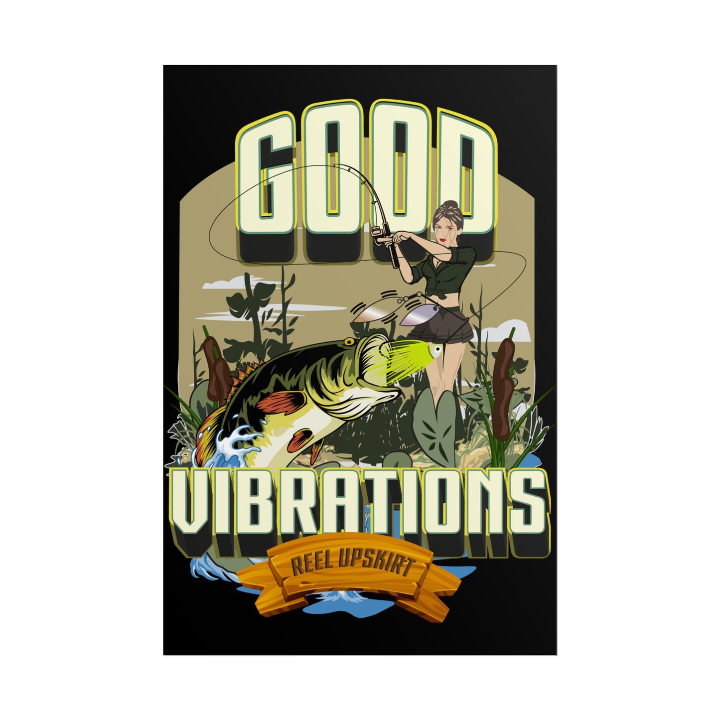 Good Vibrations Bass Fishing Rolled Posters