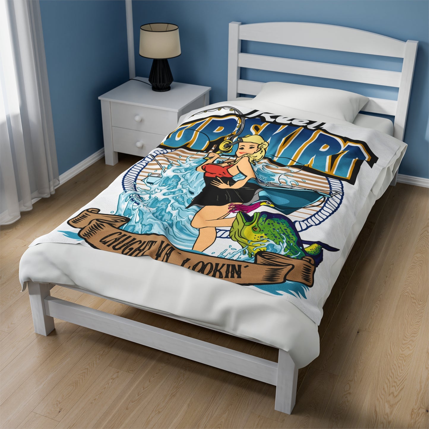 Velveteen Plush Blanket - Caught Ya Lookin’ Throw Fishing Boating