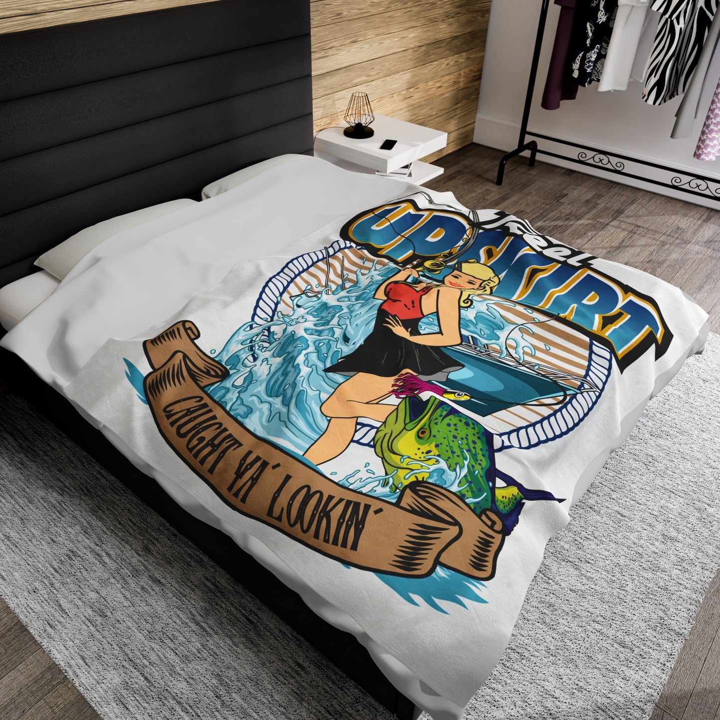 Velveteen Plush Blanket - Caught Ya Lookin’ Throw Fishing Boating