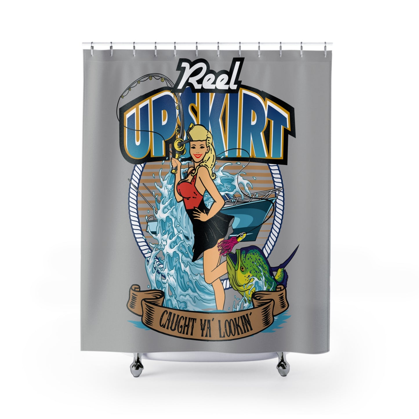 Our Caught You Lookin Shower Curtain is sure to get a laugh