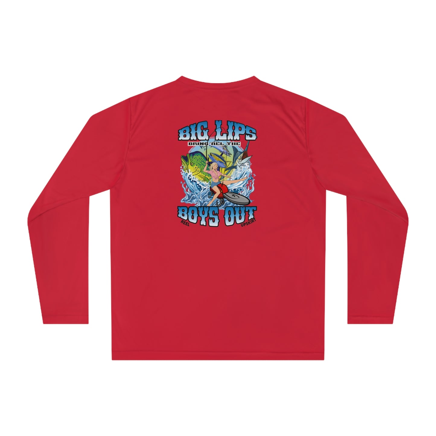 Fishing Long Sleeve Performance Shirt with Big Lips Print