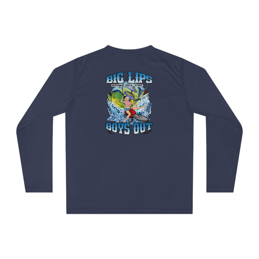 Fishing Long Sleeve Performance Shirt with Big Lips Print