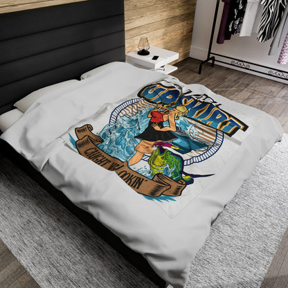 Velveteen Plush Blanket - Caught Ya Lookin’ Throw Fishing Boating