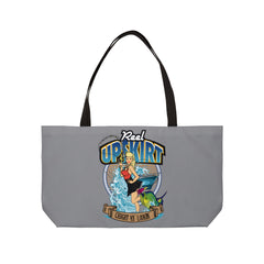 Weekender Tote Bag printed with 2 of our top selling designs, Caught Ya Lookin, and Big Rods Catch More Fish/