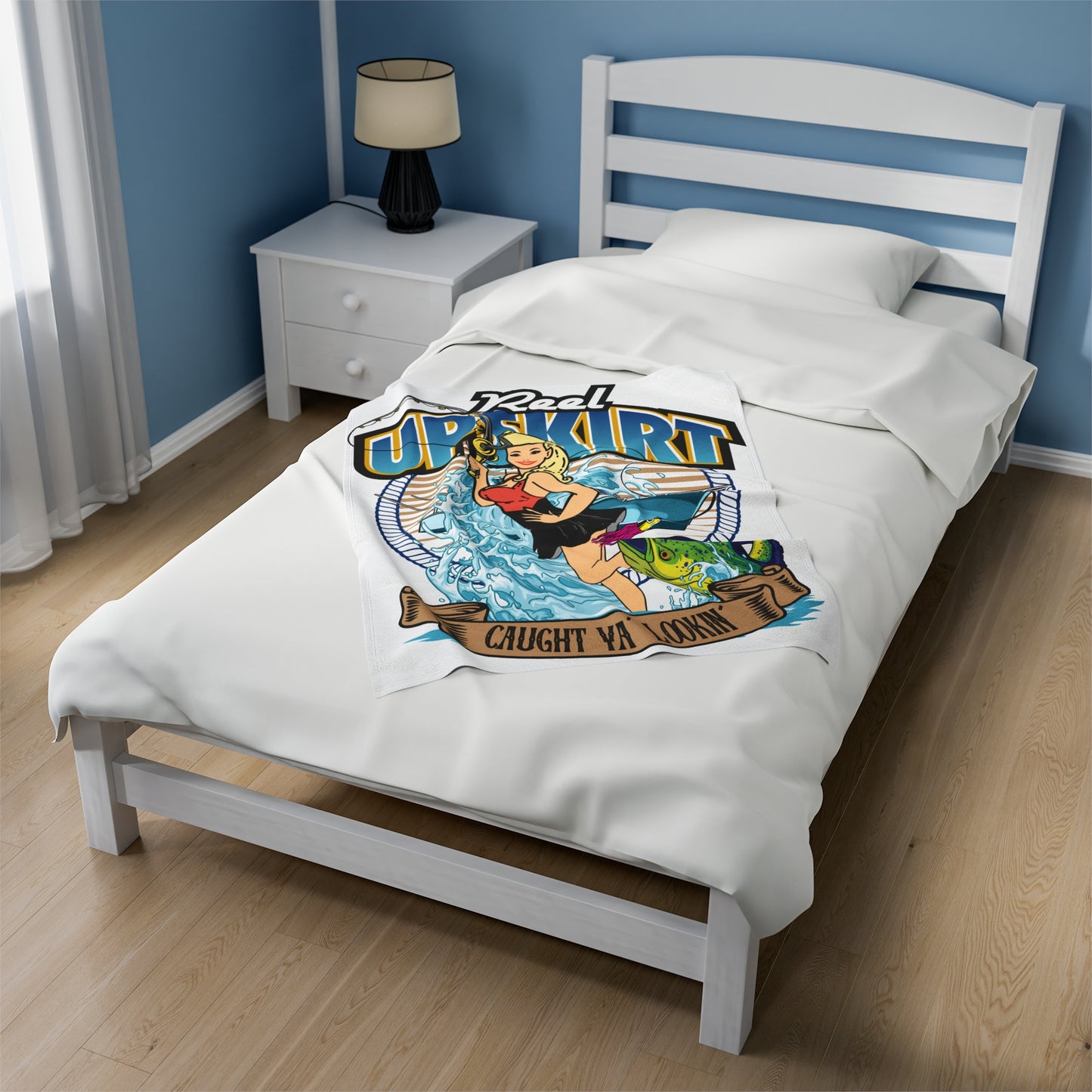 Velveteen Plush Blanket - Caught Ya Lookin’ Throw Fishing Boating